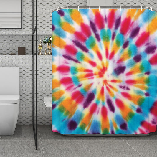 Bright Swirl Tie Dye Print Polyester Shower Curtain