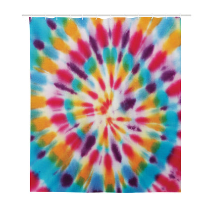 Bright Swirl Tie Dye Print Polyester Shower Curtain