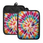 Bright Swirl Tie Dye Print Pot Holders With Pocket