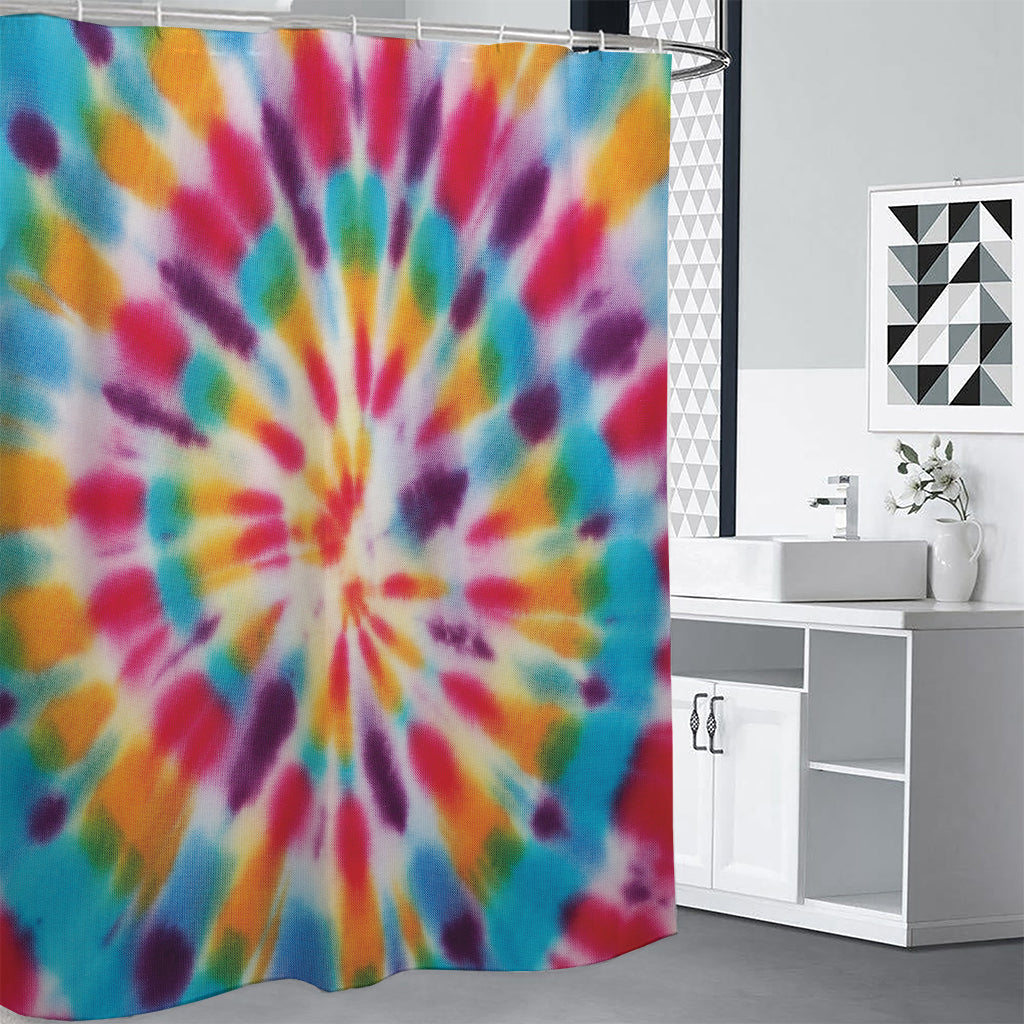 Bright Swirl Tie Dye Print Premium Shower Curtain