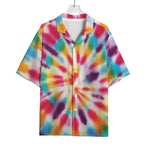 Bright Swirl Tie Dye Print Rayon Hawaiian Shirt