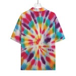 Bright Swirl Tie Dye Print Rayon Hawaiian Shirt