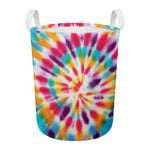 Bright Swirl Tie Dye Print Round Laundry Basket