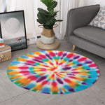 Bright Swirl Tie Dye Print Round Rug