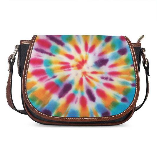 Bright Swirl Tie Dye Print Saddle Bag