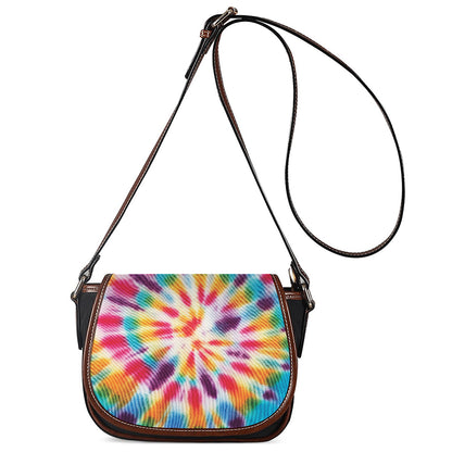 Bright Swirl Tie Dye Print Saddle Bag
