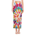 Bright Swirl Tie Dye Print Side Slit Maxi Skirt