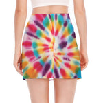 Bright Swirl Tie Dye Print Side Slit Mini Skirt