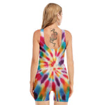 Bright Swirl Tie Dye Print Sleeveless One Piece Swimsuit