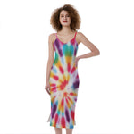 Bright Swirl Tie Dye Print Slim Fit Midi Cami Dress