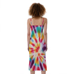 Bright Swirl Tie Dye Print Slim Fit Midi Cami Dress