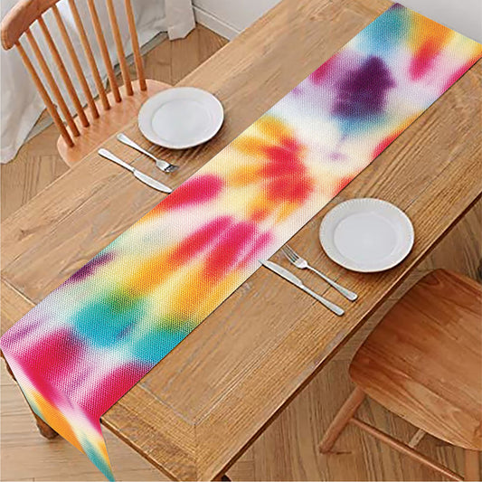 Bright Swirl Tie Dye Print Table Runner