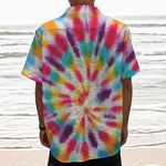 Bright Swirl Tie Dye Print Textured Short Sleeve Shirt