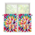 Bright Swirl Tie Dye Print Tier Curtains