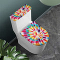 Bright Swirl Tie Dye Print Toilet Lid And Tank Cover Set