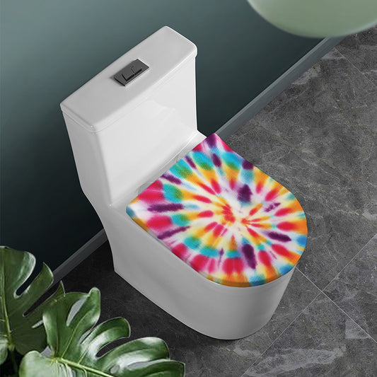 Bright Swirl Tie Dye Print Toilet Lid Cover