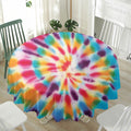 Bright Swirl Tie Dye Print Waterproof Round Tablecloth