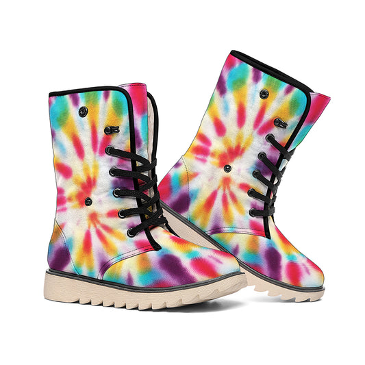 Bright Swirl Tie Dye Print Winter Boots