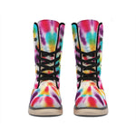 Bright Swirl Tie Dye Print Winter Boots