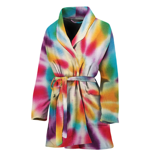 Bright Swirl Tie Dye Print Women's Bathrobe