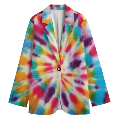 Bright Swirl Tie Dye Print Women's Blazer