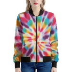 Bright Swirl Tie Dye Print Women's Bomber Jacket