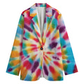 Bright Swirl Tie Dye Print Women's Cotton Blazer