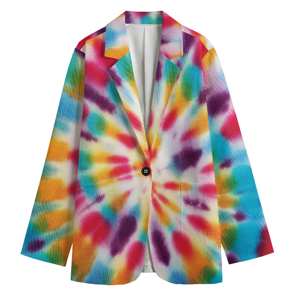 Bright Swirl Tie Dye Print Women's Cotton Blazer