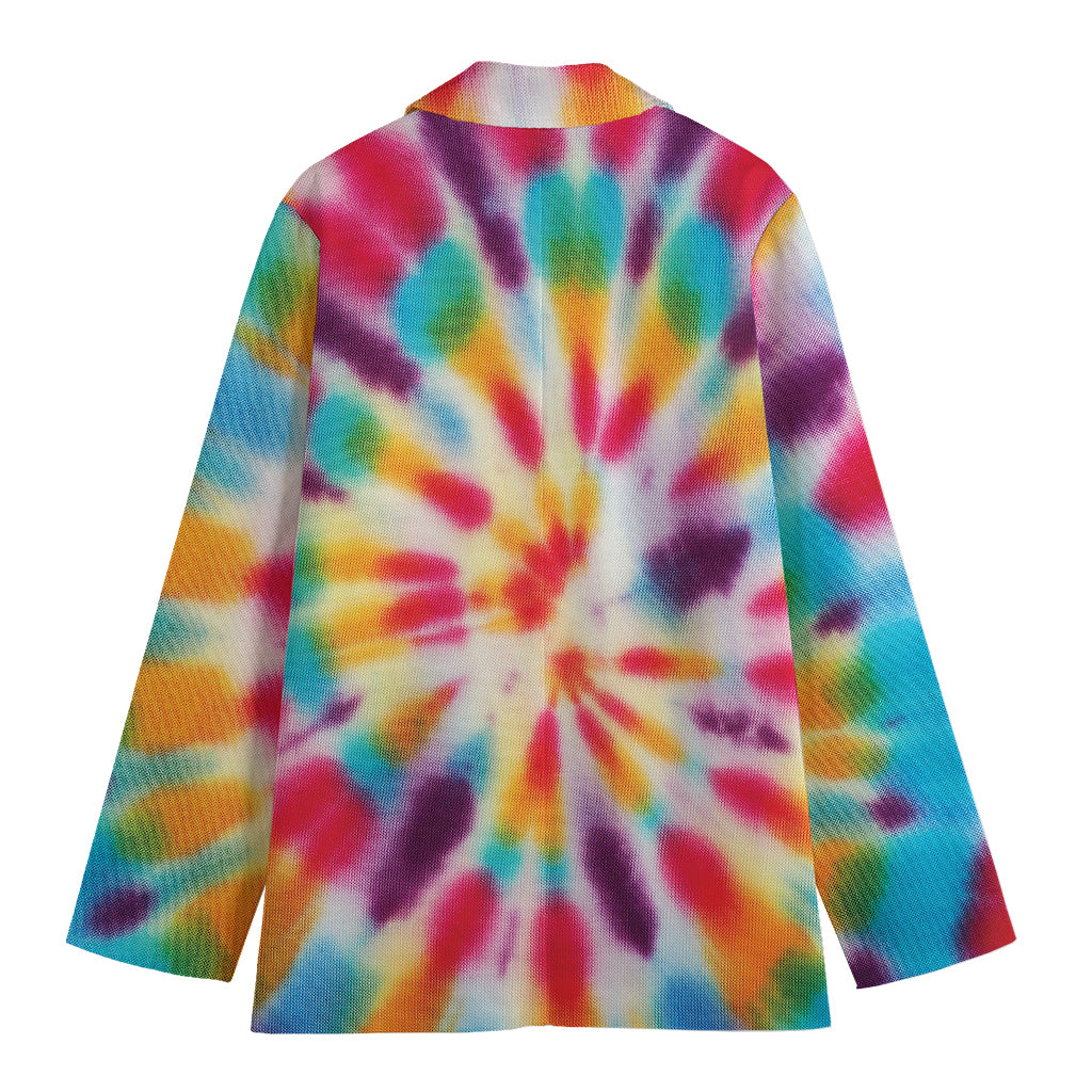 Bright Swirl Tie Dye Print Women's Cotton Blazer