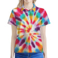 Bright Swirl Tie Dye Print Women's Polo Shirt