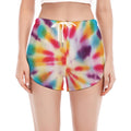 Bright Swirl Tie Dye Print Women's Split Running Shorts