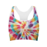 Bright Swirl Tie Dye Print Women's Sports Bra