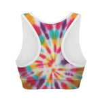 Bright Swirl Tie Dye Print Women's Sports Bra