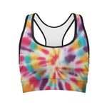 Bright Swirl Tie Dye Print Women's Sports Bra