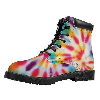 Bright Swirl Tie Dye Print Work Boots