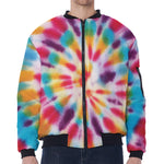 Bright Swirl Tie Dye Print Zip Sleeve Bomber Jacket