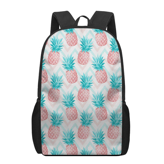 Bright Zig Zag Pineapple Pattern Print 17 Inch Backpack