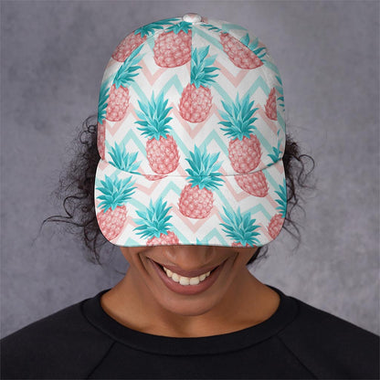 Bright Zig Zag Pineapple Pattern Print Baseball Cap