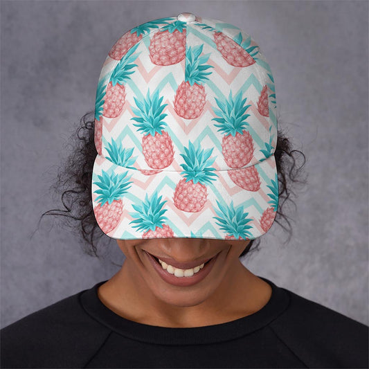 Bright Zig Zag Pineapple Pattern Print Baseball Cap