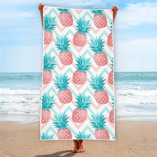Bright Zig Zag Pineapple Pattern Print Beach Towel