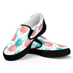 Bright Zig Zag Pineapple Pattern Print Black Slip On Sneakers