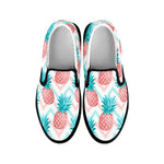Bright Zig Zag Pineapple Pattern Print Black Slip On Sneakers