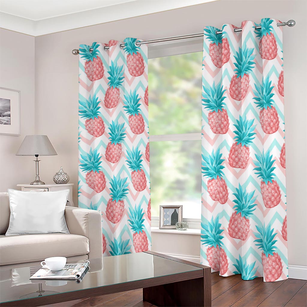 Bright Zig Zag Pineapple Pattern Print Blackout Grommet Curtains
