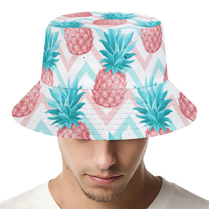 Bright Zig Zag Pineapple Pattern Print Bucket Hat