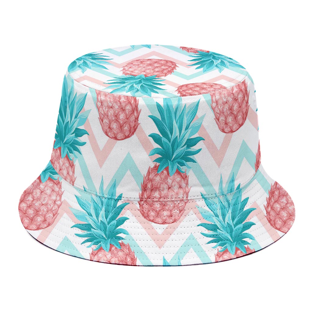 Bright Zig Zag Pineapple Pattern Print Bucket Hat