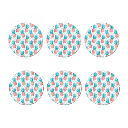 Bright Zig Zag Pineapple Pattern Print Coaster Set