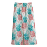Bright Zig Zag Pineapple Pattern Print Cotton Front Slit Maxi Skirt