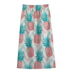 Bright Zig Zag Pineapple Pattern Print Cotton Front Slit Maxi Skirt