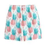 Bright Zig Zag Pineapple Pattern Print Cotton Shorts