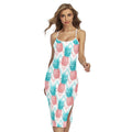 Bright Zig Zag Pineapple Pattern Print Cross Back Cami Dress